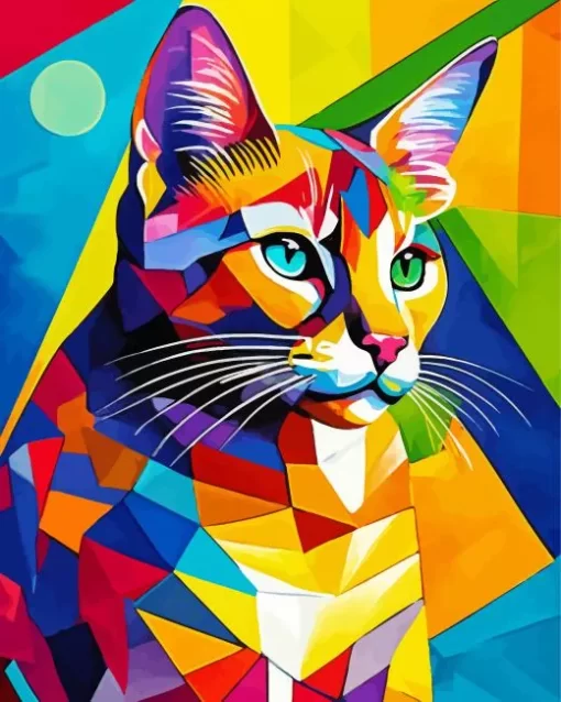 Colorful Cat Cubist Art Diamond Painting