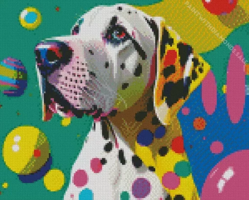 Colorful Dalmatian Dog Diamond Painting