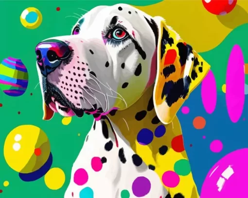 Colorful Dalmatian Dog Diamond Painting