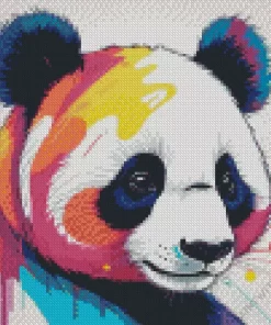 Colorful Drippy Panda Diamond Painting