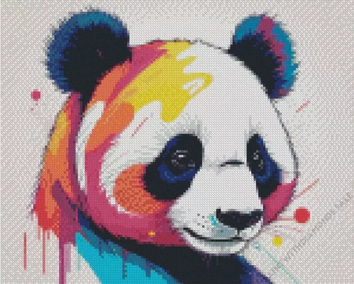 Colorful Drippy Panda Diamond Painting