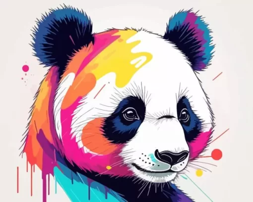 Colorful Drippy Panda Diamond Painting