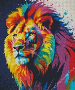 Colorful Lion Abstract Diamond Painting