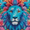 Colorful Lion With Flowers Diamond Painting