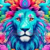 Colorful Lion With Flowers Diamond Painting