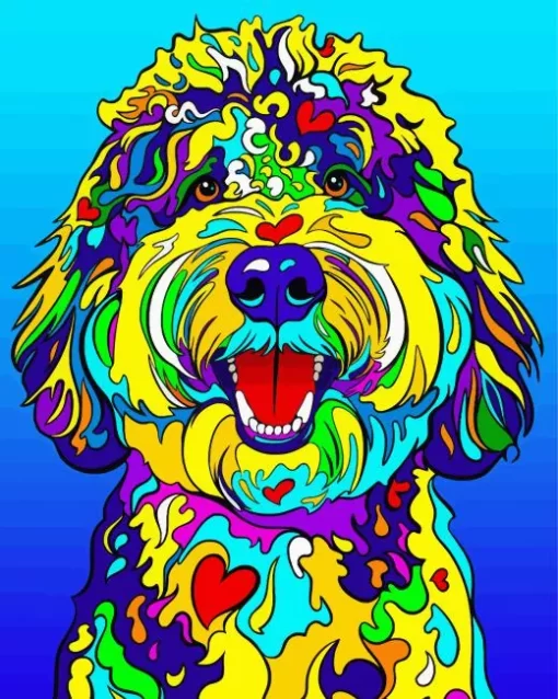 Colorful Sheepadoodle Dog Diamond Painting