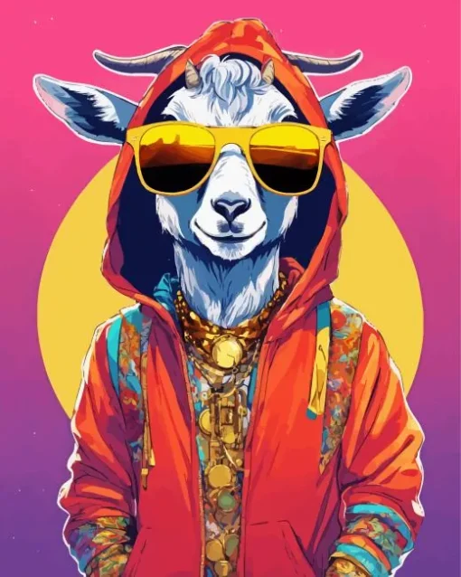 Cool Goat With Hoodie Diamond Painting