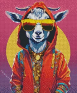 Cool Goat With Hoodie Diamond Painting