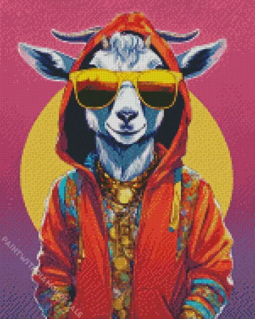 Cool Goat With Hoodie Diamond Painting