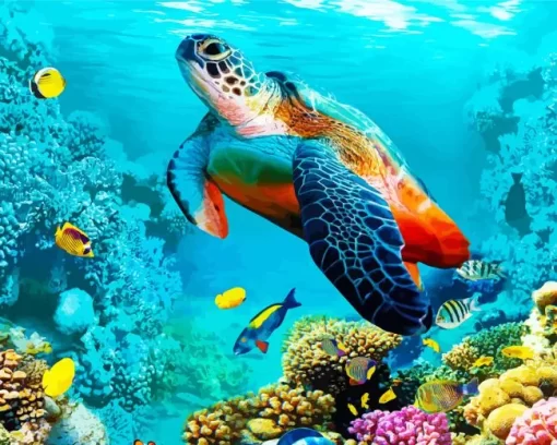 Coral Reef Sea Turtle Diamond Painting