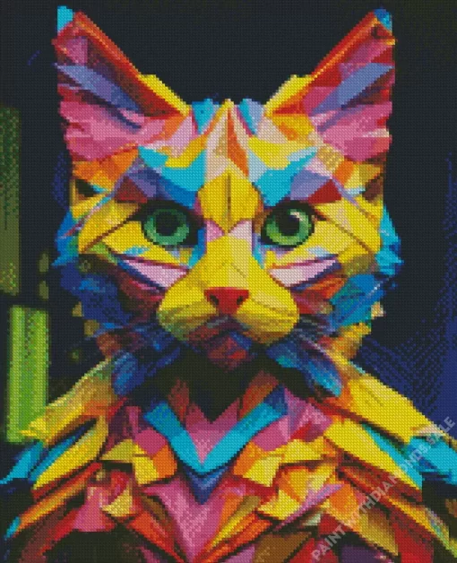 Cubist Colorful Cat Diamond Painting