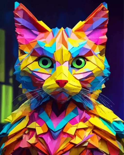 Cubist Colorful Cat Diamond Painting