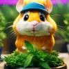 Cute Hamster With Plants Diamond Painting