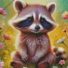 Cute Raccoon In Flowers Diamond Painting