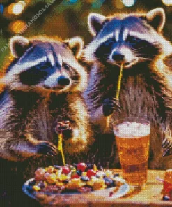 Cute Raccoons Diamond Painting