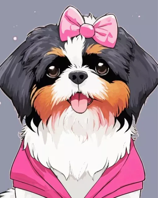 Cute Shih Tzu Dog Diamond Painting