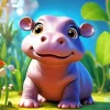 Cute Baby Hippo Diamond Painting