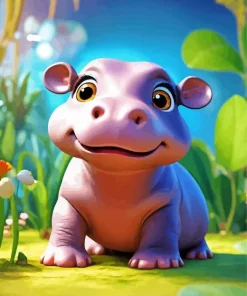 Cute Baby Hippo Diamond Painting