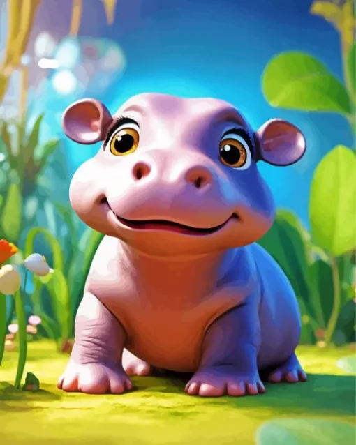 Cute Baby Hippo Diamond Painting