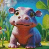 Cute Baby Hippo Diamond Painting