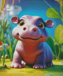 Cute Baby Hippo Diamond Painting