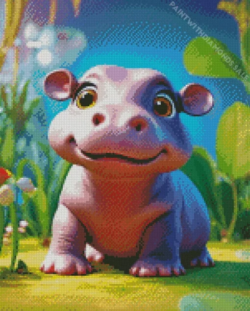 Cute Baby Hippo Diamond Painting