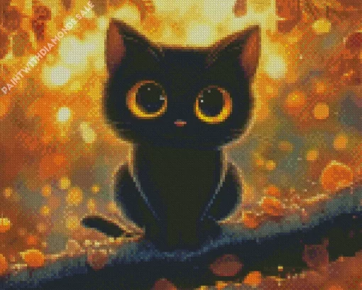 Cute Black Cat Diamond Painting