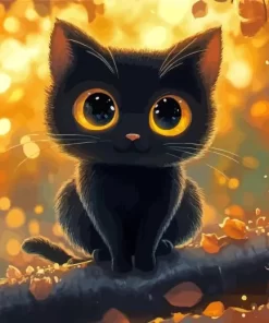 Cute Black Cat Diamond Painting