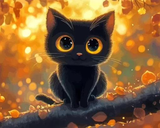 Cute Black Cat Diamond Painting