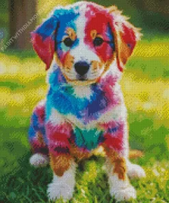 Cute Colorful Puppy Diamond Painting