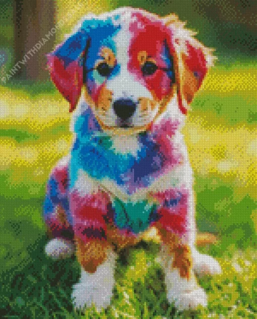 Cute Colorful Puppy Diamond Painting