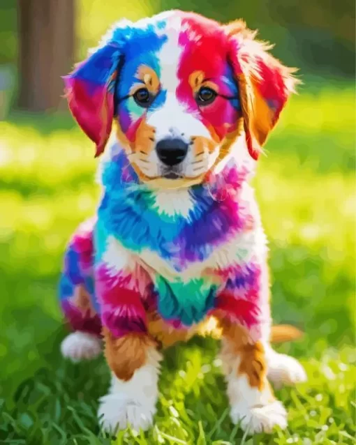 Cute Colorful Puppy Diamond Painting