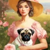 Cute Girl With Pug Diamond Painting