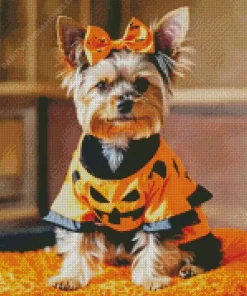 Cute Halloween Yorkshire Terrier Diamond Painting