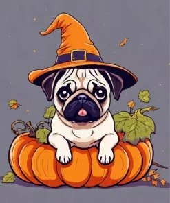 Cute Halloween Pug Diamond Painting