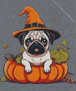 Cute Halloween Pug Diamond Painting