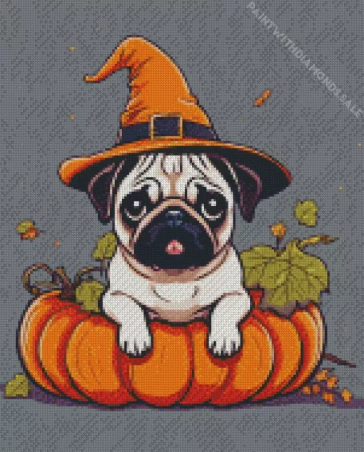 Cute Halloween Pug Diamond Painting