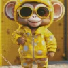 Cute Happy Monkey With Glasses Diamond Painting