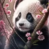 Cute Panda With Cherry Blossoms Diamond Painting