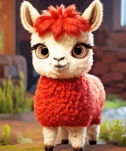 Cute Red Llama Diamond Painting