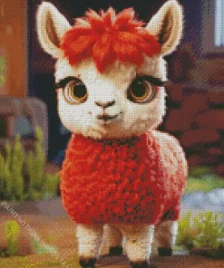 Cute Red Llama Diamond Painting