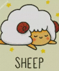 Cute Sheep Sleeping Diamond Painting