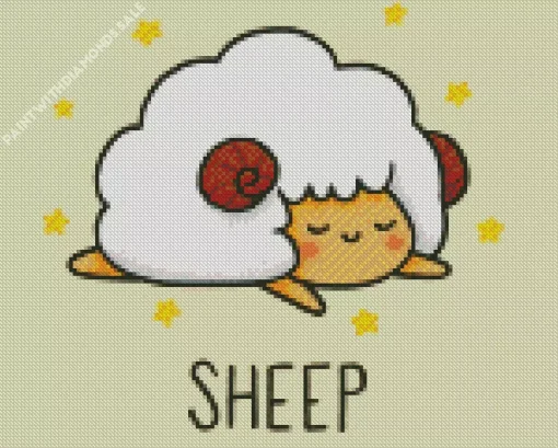 Cute Sheep Sleeping Diamond Painting