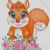 Cute Squirrel With Flowers Diamond Painting