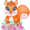 Cute Squirrel With Flowers Diamond Painting