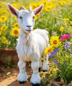 Cute White Goat Diamond Painting