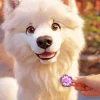 Cute White Samoyed Dog Diamond Painting