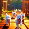 Cute White Westies Running Diamond Painting