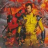 Deadpool And Wolverine On Fire Diamond Painting