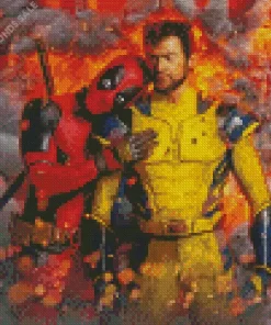 Deadpool And Wolverine On Fire Diamond Painting